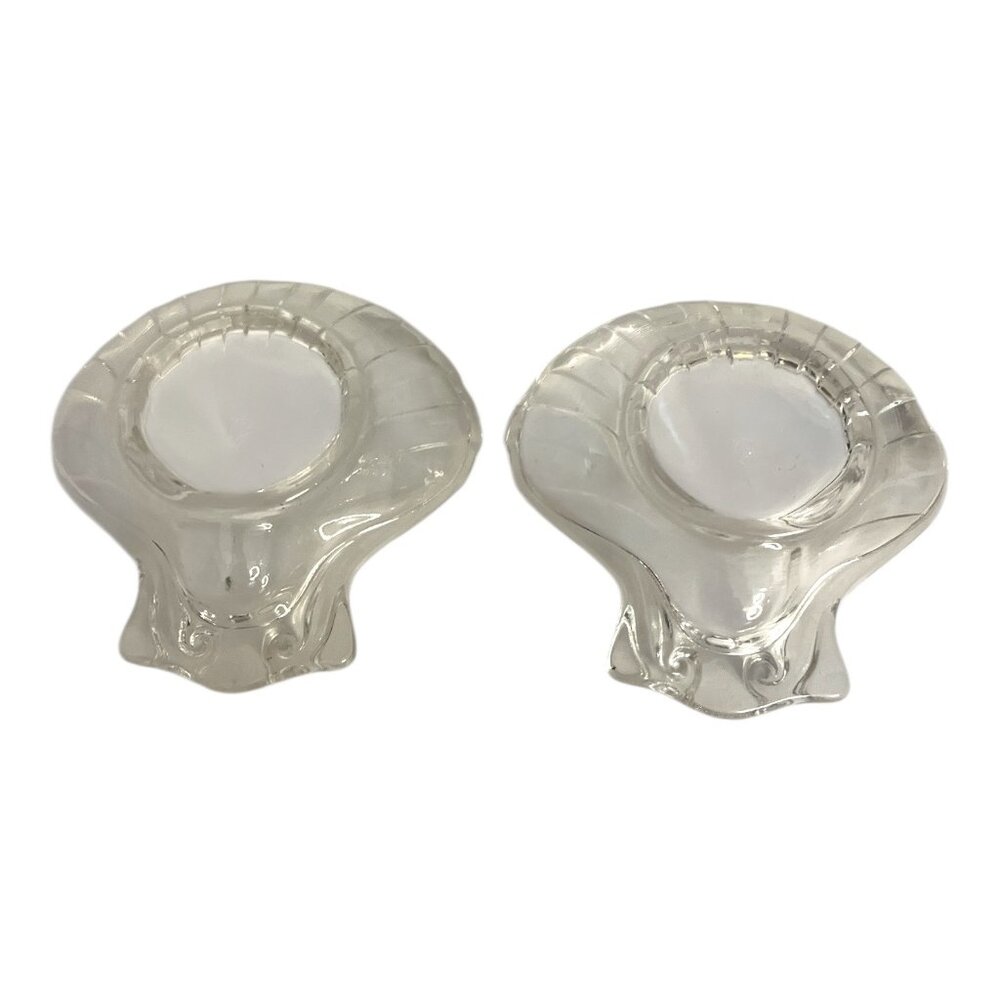 Antique ETG Mark Shell Dishes Pair Indiana Tumbler & Goblet Co Clear Pressed Gla - Picture 3 of 5